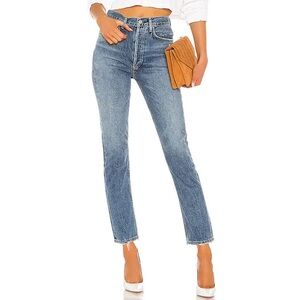 Agolde Blue Straight Leg Jeans Vintage-Inspired High-Waisted